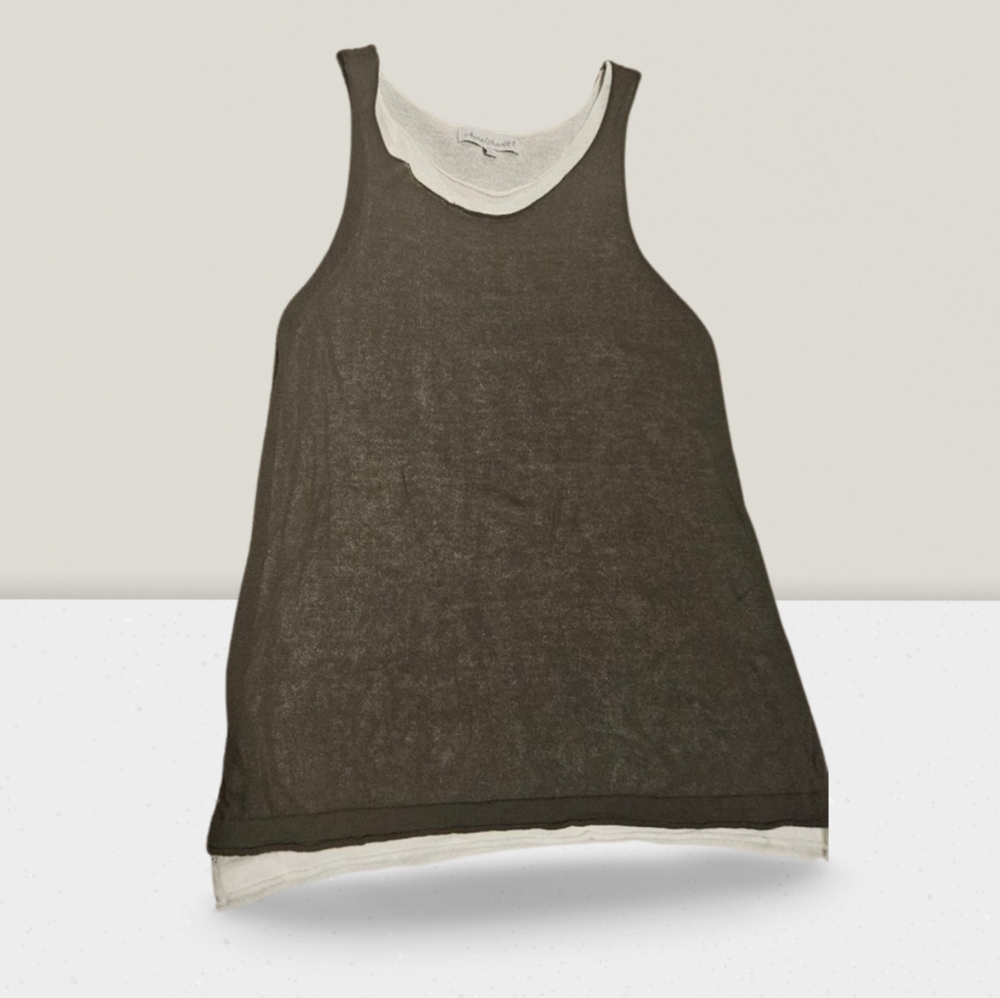 Keren Hart Two-piece Layered Tank Top Small Green And White Lightweight